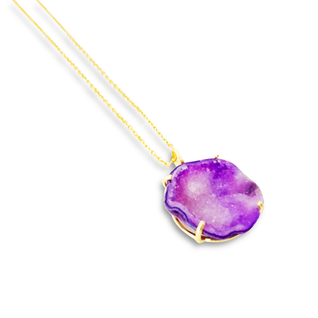 Agate Slice Necklace - Gold