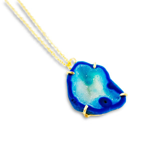 Agate Slice Necklace - Gold