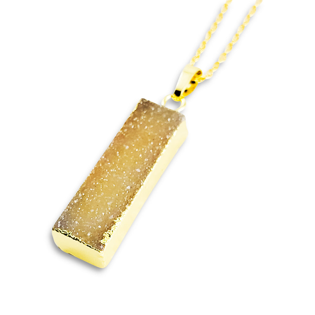 Druzy Bar Necklace - Gold