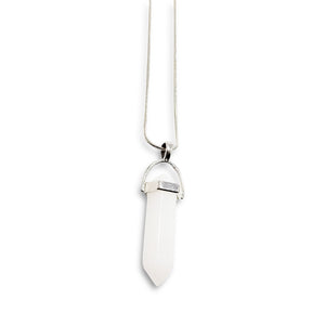 Crystal Point Pillar Necklace - Silver