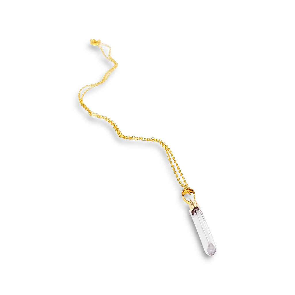 Crystal Point Pendant Necklace - Gold