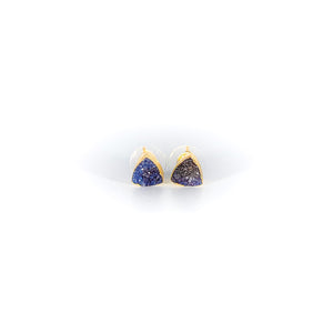 Druzy Triangle Stud Earrings - Gold