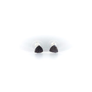 Druzy Triangle Stud Earrings - Silver