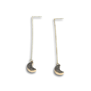 Druzy Moon Dangle Earrings