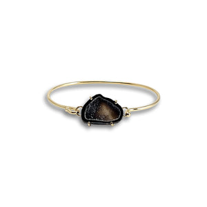 Agate Slice Stone Bracelet - Gold